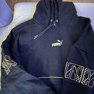 Puma Black Hoodie with Subtle Gold Details